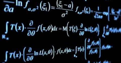 Image showing mathematical equations on blackboard